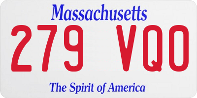 MA license plate 279VQ0
