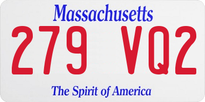 MA license plate 279VQ2