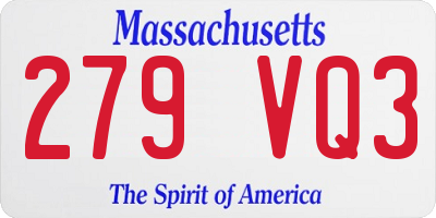 MA license plate 279VQ3