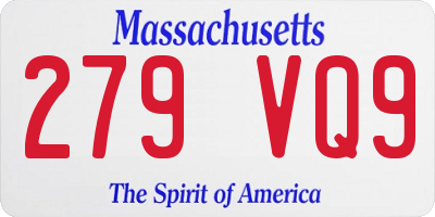 MA license plate 279VQ9