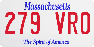 MA license plate 279VR0