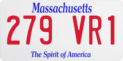 MA license plate 279VR1