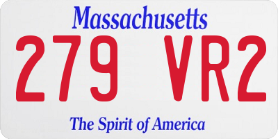 MA license plate 279VR2