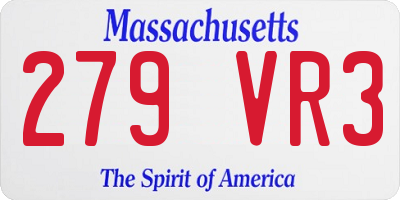 MA license plate 279VR3