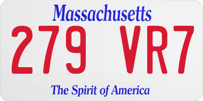 MA license plate 279VR7