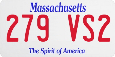 MA license plate 279VS2