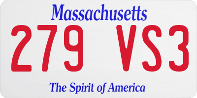 MA license plate 279VS3