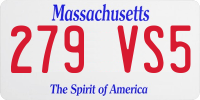MA license plate 279VS5