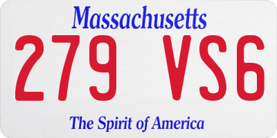 MA license plate 279VS6