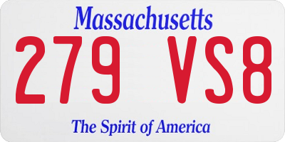 MA license plate 279VS8