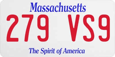 MA license plate 279VS9