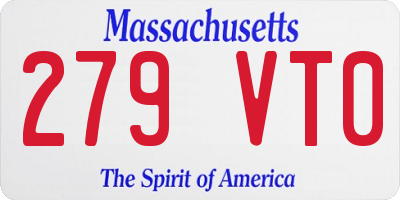 MA license plate 279VT0