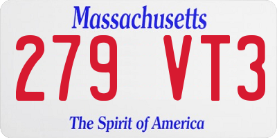 MA license plate 279VT3