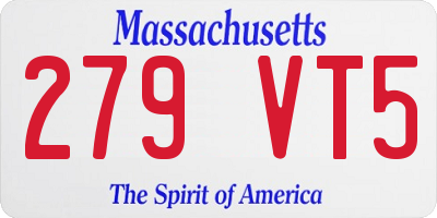 MA license plate 279VT5