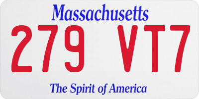 MA license plate 279VT7