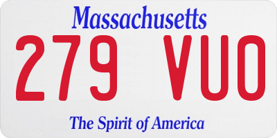 MA license plate 279VU0