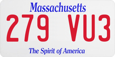 MA license plate 279VU3