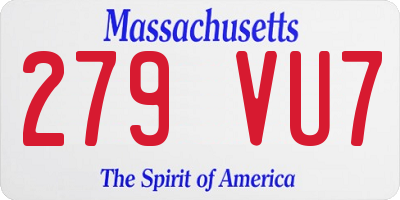 MA license plate 279VU7