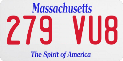 MA license plate 279VU8