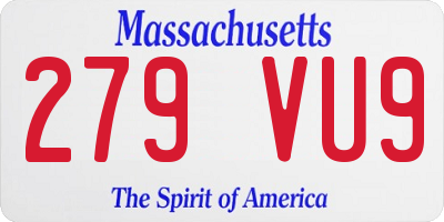 MA license plate 279VU9