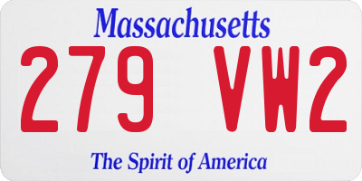 MA license plate 279VW2