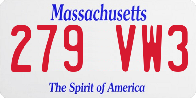 MA license plate 279VW3