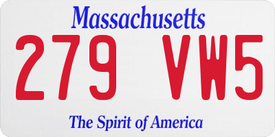 MA license plate 279VW5