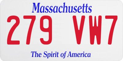 MA license plate 279VW7
