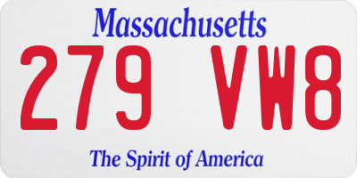 MA license plate 279VW8