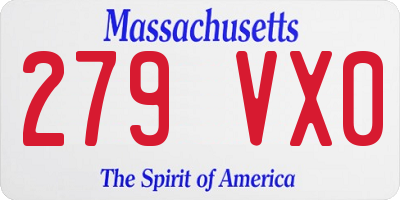 MA license plate 279VX0