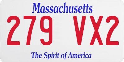 MA license plate 279VX2