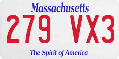 MA license plate 279VX3