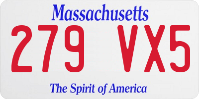 MA license plate 279VX5