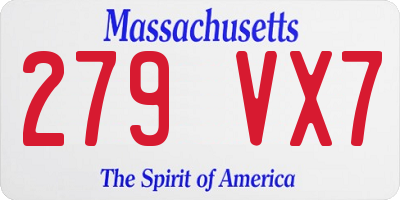 MA license plate 279VX7