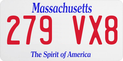 MA license plate 279VX8