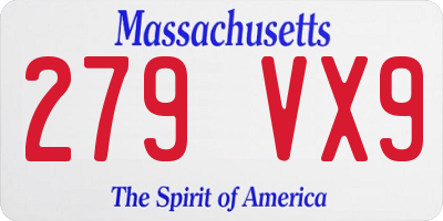 MA license plate 279VX9