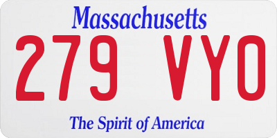 MA license plate 279VY0