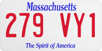 MA license plate 279VY1