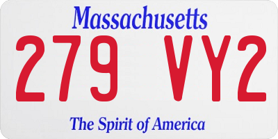 MA license plate 279VY2
