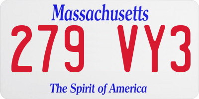 MA license plate 279VY3