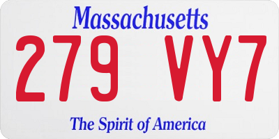 MA license plate 279VY7
