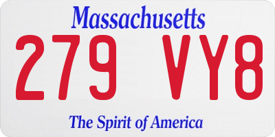 MA license plate 279VY8