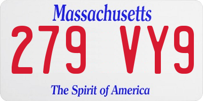 MA license plate 279VY9