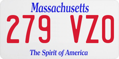 MA license plate 279VZ0