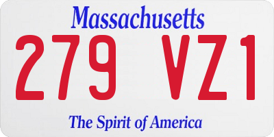 MA license plate 279VZ1