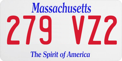 MA license plate 279VZ2