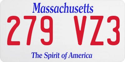 MA license plate 279VZ3