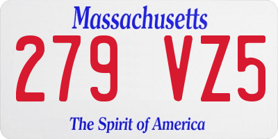 MA license plate 279VZ5