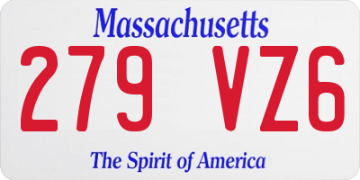 MA license plate 279VZ6