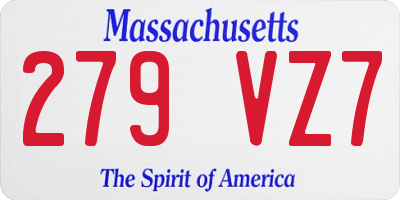 MA license plate 279VZ7
